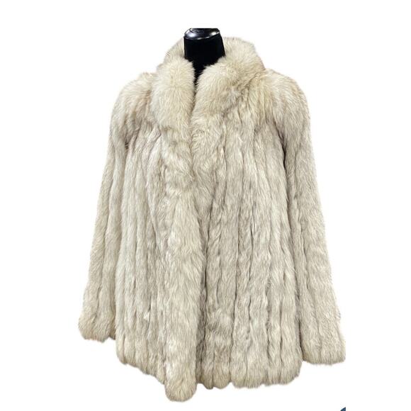 Saga Mink Blue Fox Fur W/Bemberg Lining Hook & Eye Close Coat Sz Medium - Picture 1 of 8
